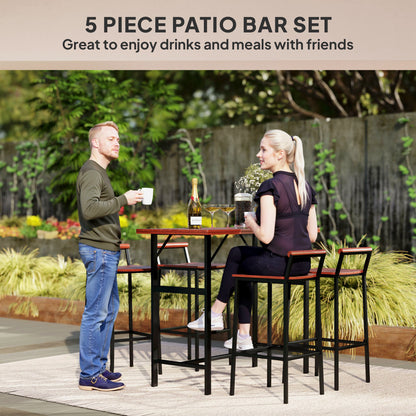 Ensemble bistro patio 5 pièces table haute tabourets