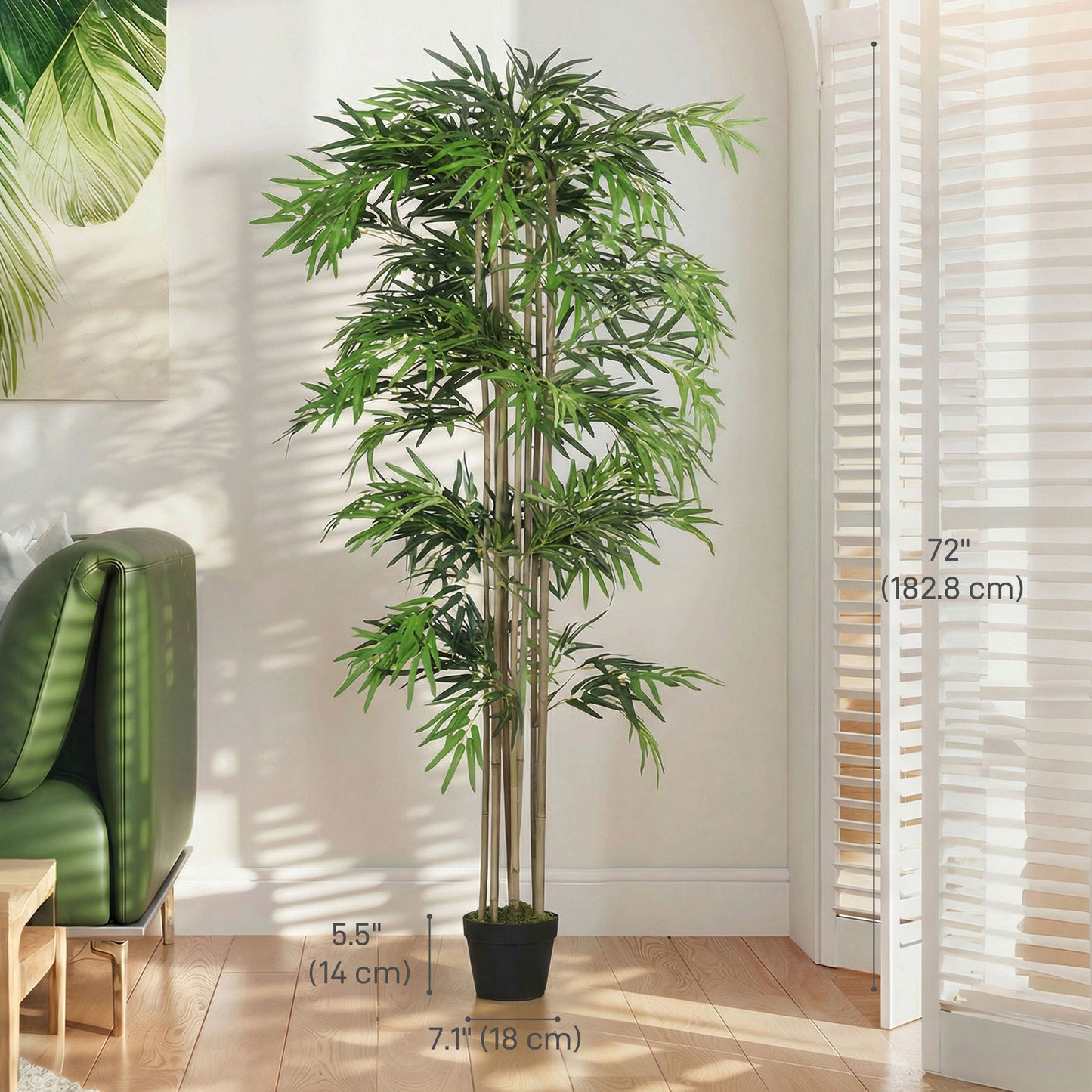 Bambou artificiel 8 troncs 1095 feuilles pot inclus