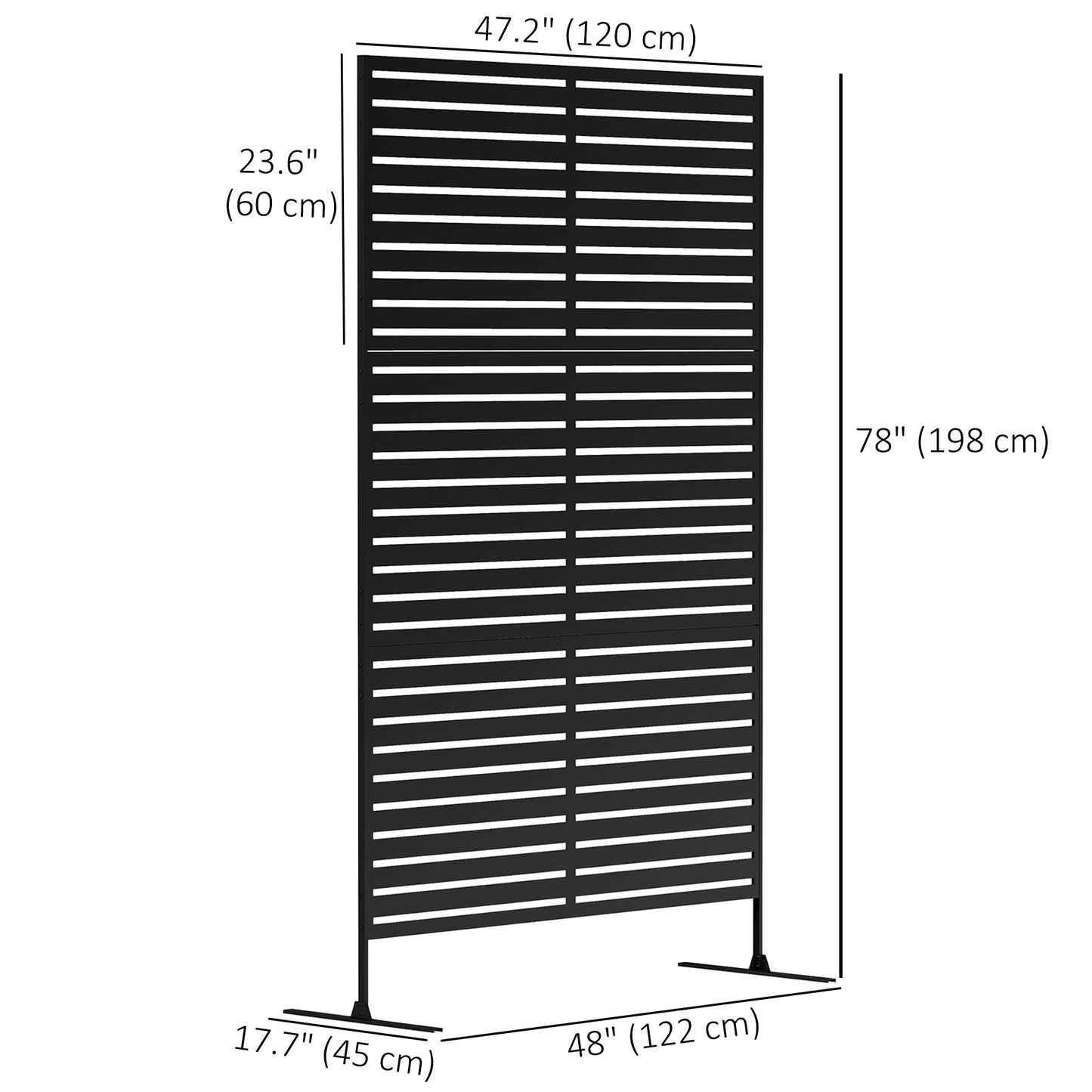 Outsunny Decorative Outdoor Screen - Black Metal Space Divider