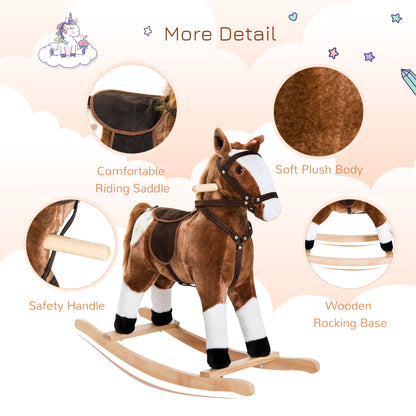 Cheval à bascule en peluche avec sons réalistes