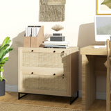 Classeur 2 tiroirs avec serrure design rattan