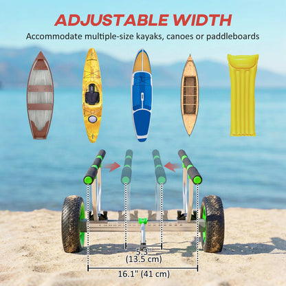Chariot de kayak aluminium à largeur ajustable