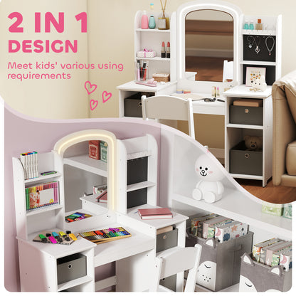 Coiffeuse pour enfants avec miroir lumineux — Lot de 2