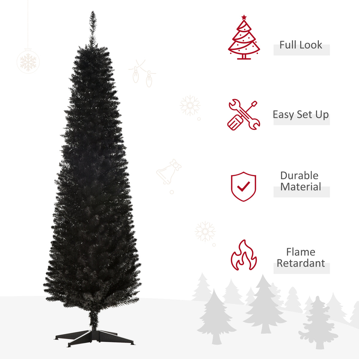 Sapin de Noël artificiel mince style crayon 6 pi