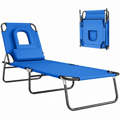Chaise longue pliable avec trou visage 3 positions