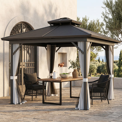 Gazebo toit rigide double niveau 305 x 305 cm