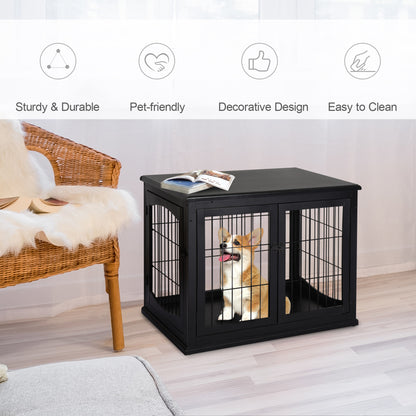 Cage chien table d'appoint 2 portes 26 pouces