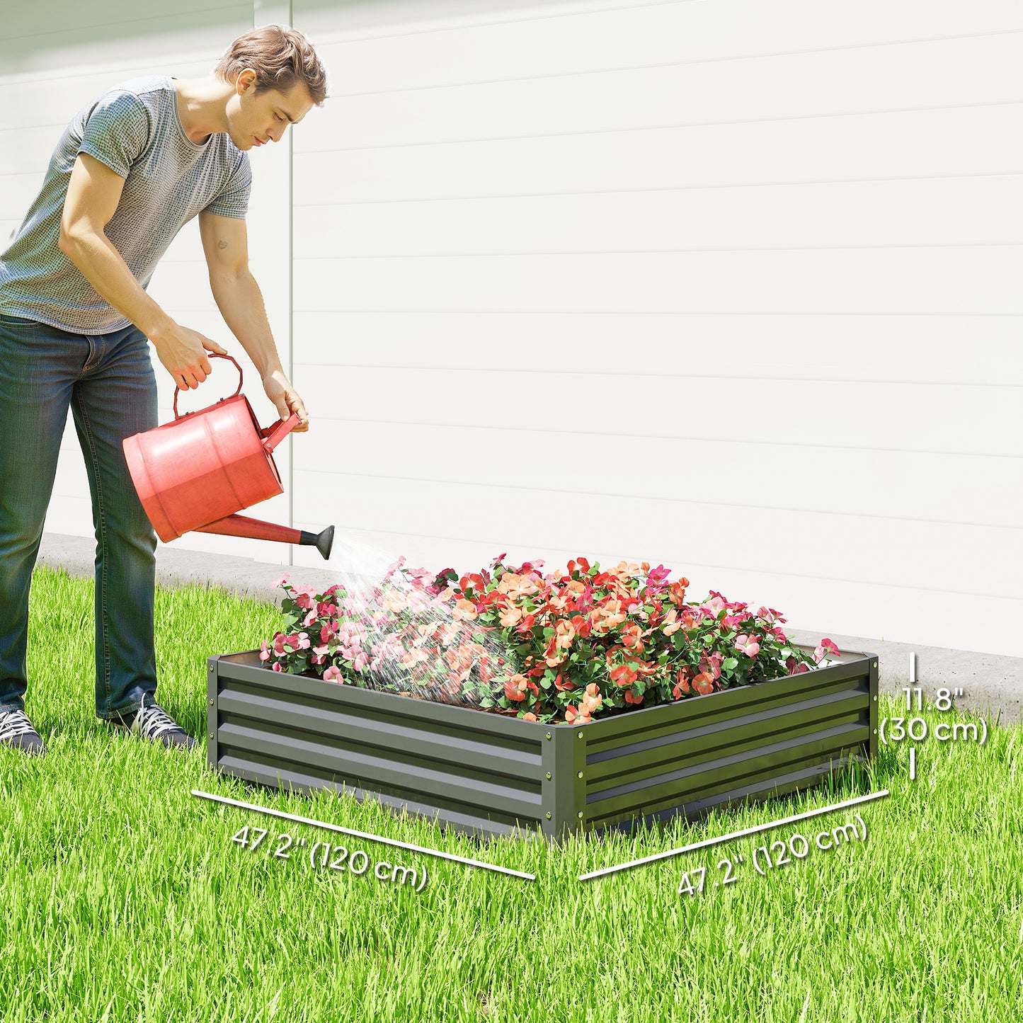 Jardinière surélevée acier galvanisé 120x120x30cm