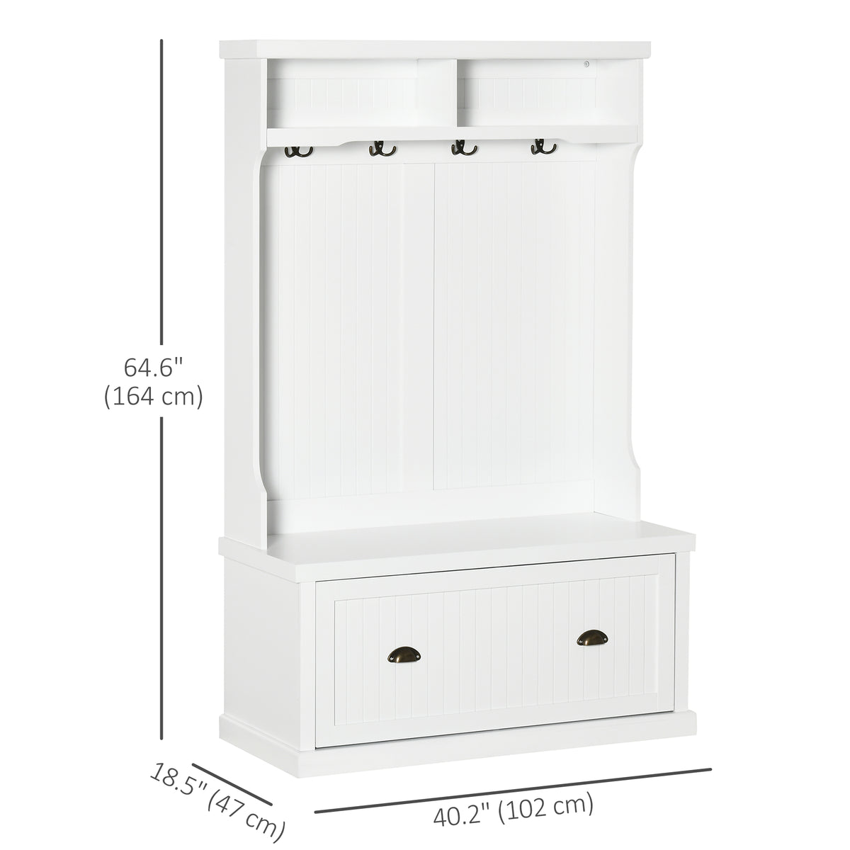Meuble d'entrée avec banc de rangement et patères 164 cm
