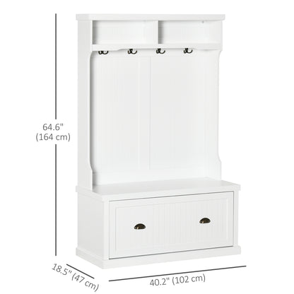 Meuble d'entrée avec banc de rangement et patères 164 cm