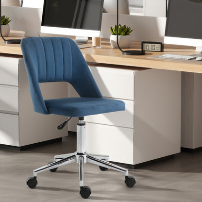 Chaise de bureau mi-hauteur velours forme festonnée pivotante