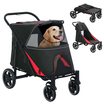 Poussette pliable pour animaux roues universelles amortisseurs