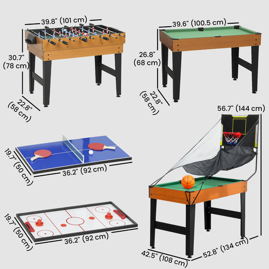 Table multi-jeux 5-en-1 avec baby-foot, billard, hockey