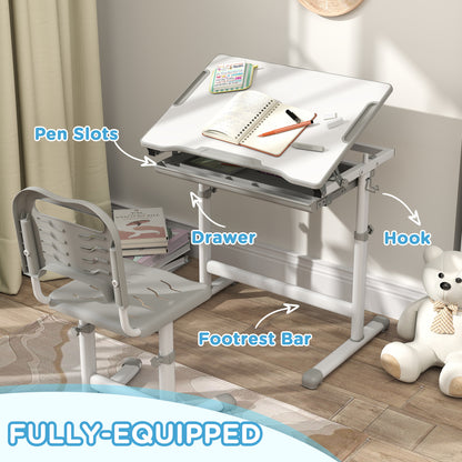Bureau d'étude ajustable avec chaise et tiroir enfant