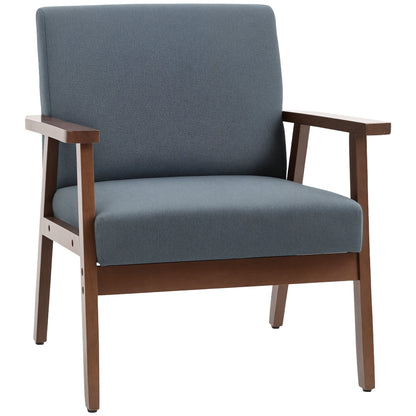 Fauteuil d'accent rembourré avec accoudoirs en bois