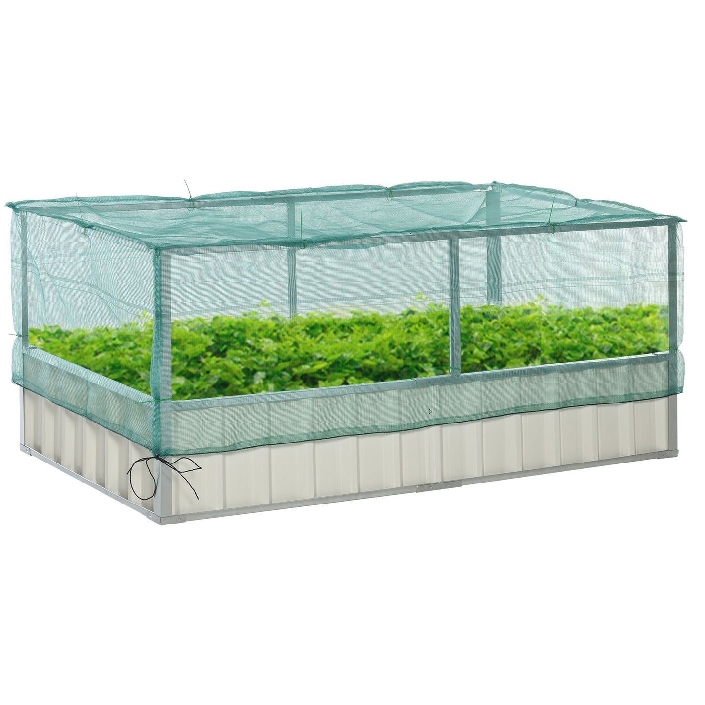 Outsunny 174x90x70cm Steel Raised Garden Bed with Cover Grey