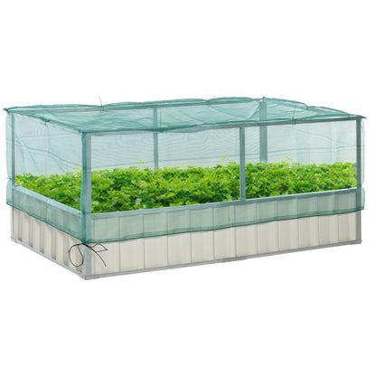 Outsunny 174x90x70cm Steel Raised Garden Bed with Cover Grey
