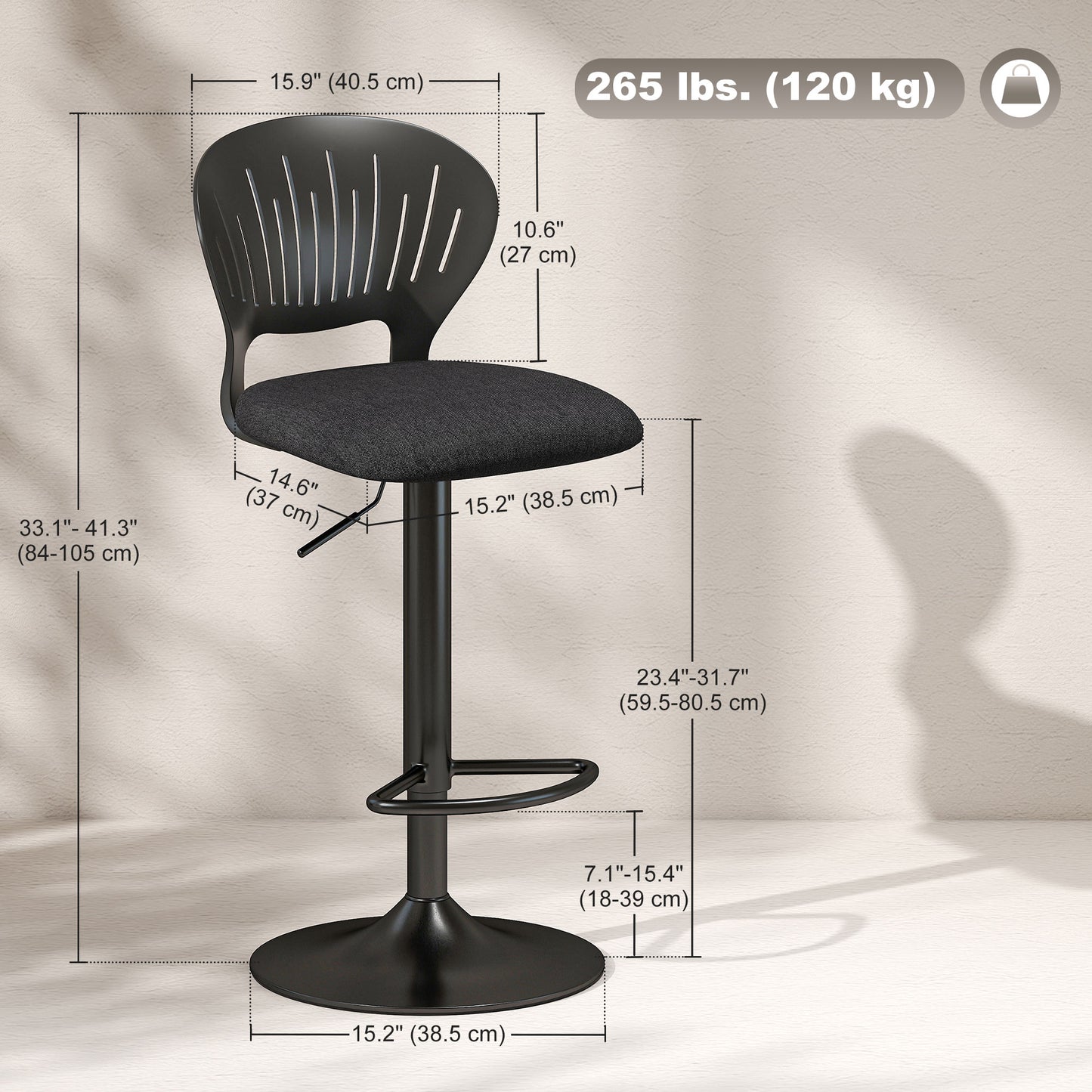 Tabourets de bar pivotants réglables avec repose-pieds
