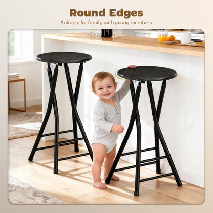 Tabourets de bar pliants avec double repose-pieds