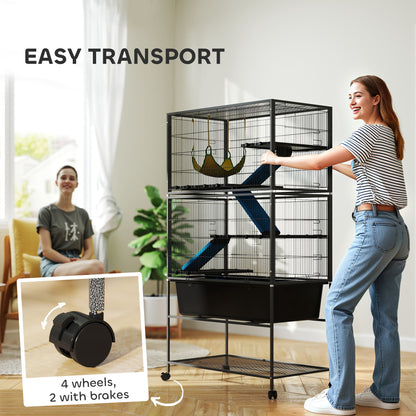 Cage pour petits animaux sur roulettes 150.5 cm