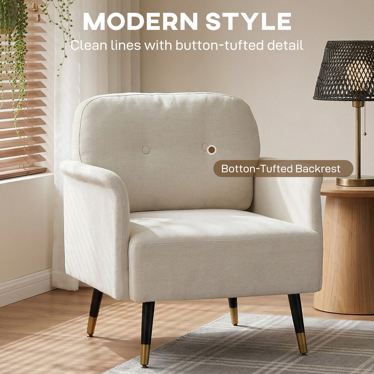 Fauteuil d'appoint capitonné moderne