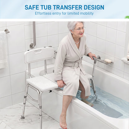 Banc de transfert de baignoire avec dossier et bras