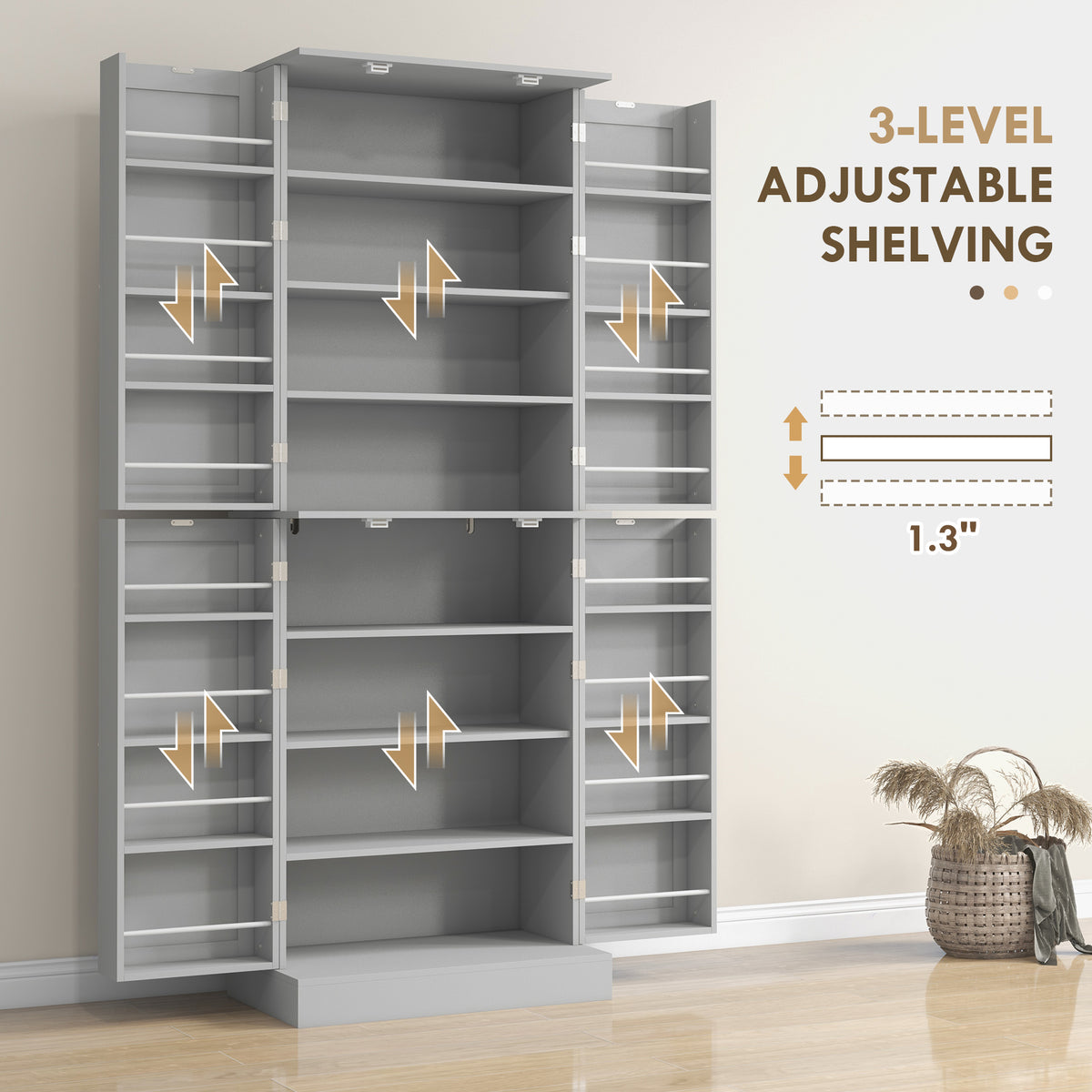 Armoire de cuisine 8 tablettes 4 portes