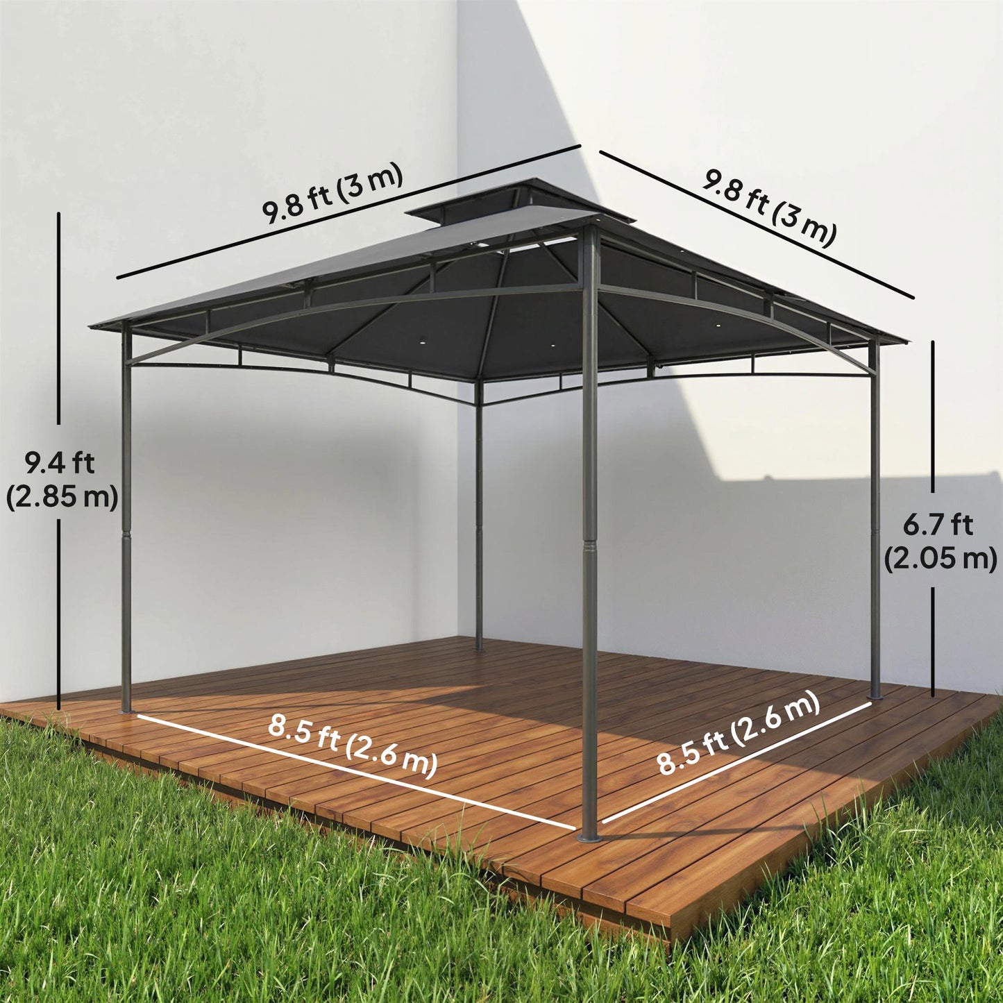 Gazebo de jardin double toit 3 m x 3 m