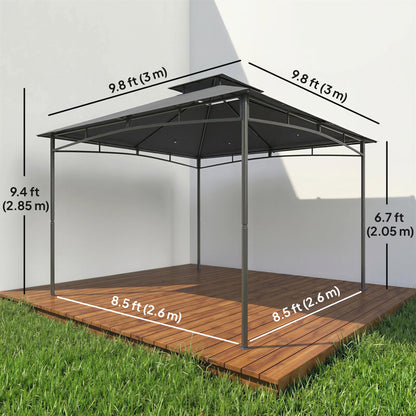 Gazebo de jardin double toit 3 m x 3 m