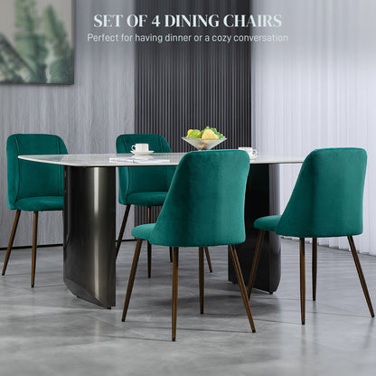 Chaises de salle à manger rembourrées velours ensemble 4