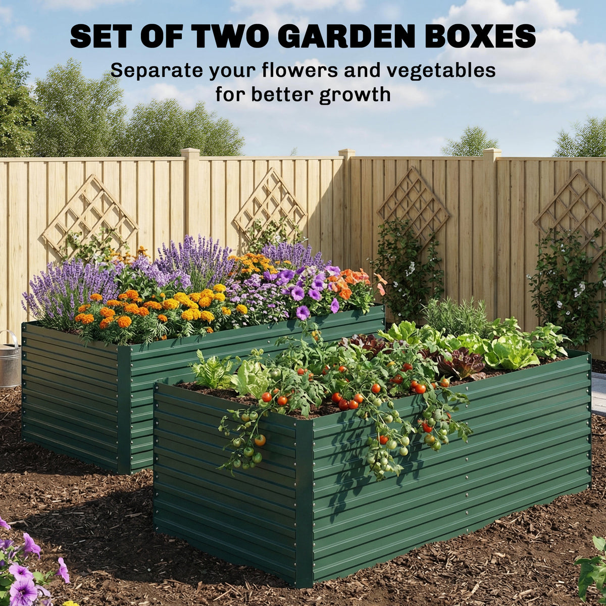 Lit de jardin surélevé galvanisé 180 cm, lot de 2