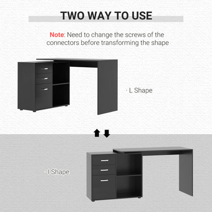 Bureau d'ordinateur en L convertible