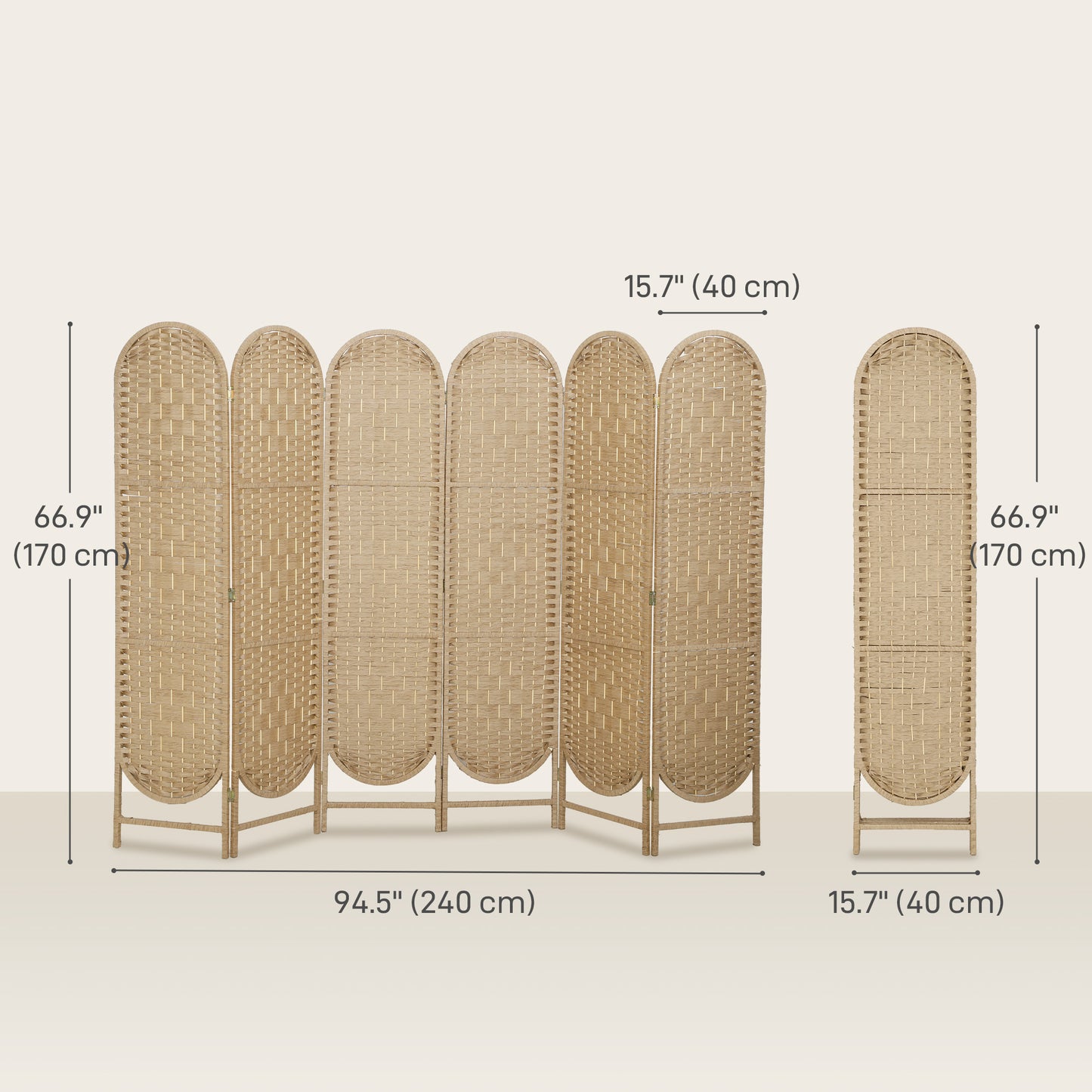 Paravent bohème tressé 6 panneaux à arche