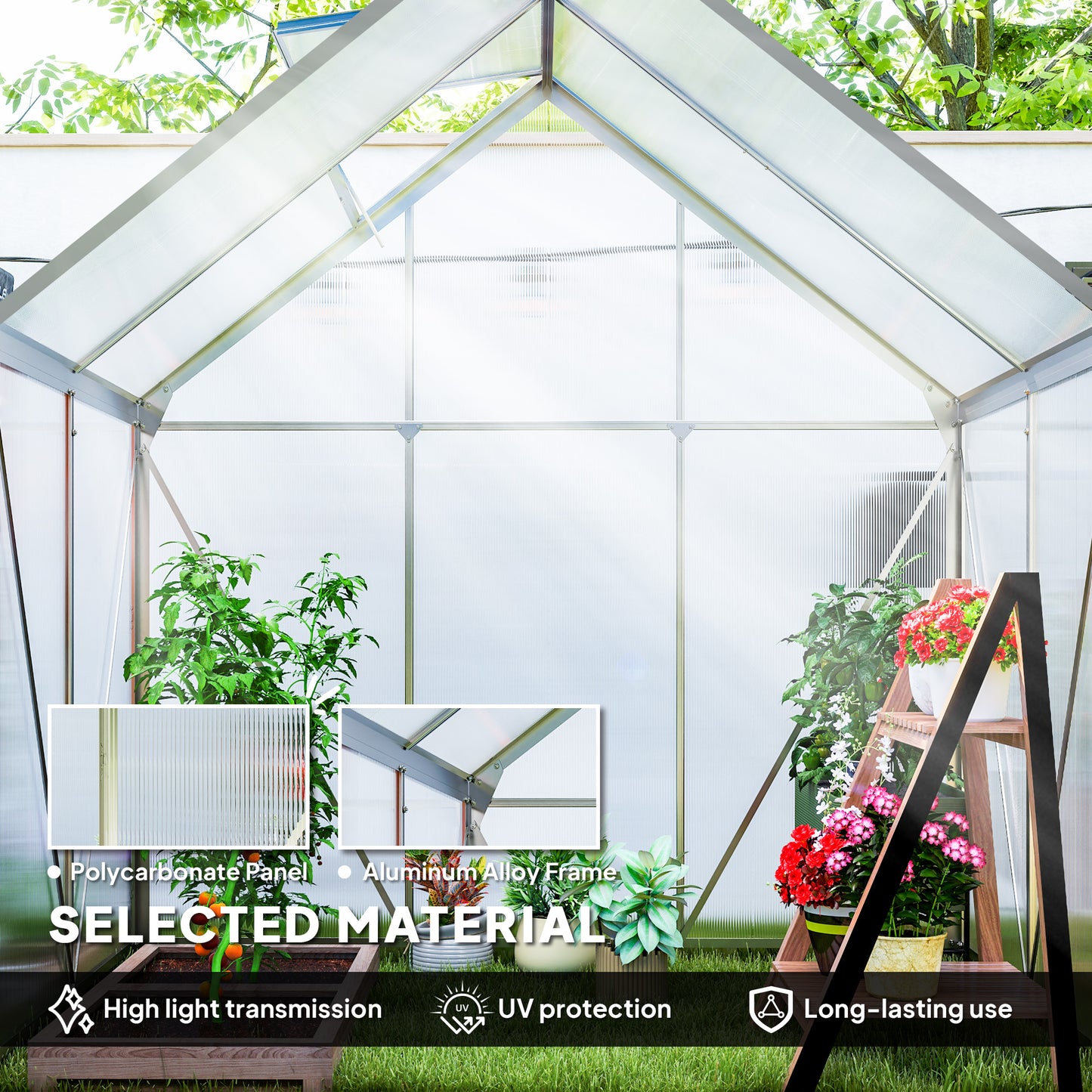 Serre de jardin polycarbonate 183 x 183 x 198 cm