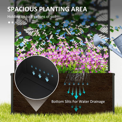 Jardinière surélevée en métal avec panneau décoratif