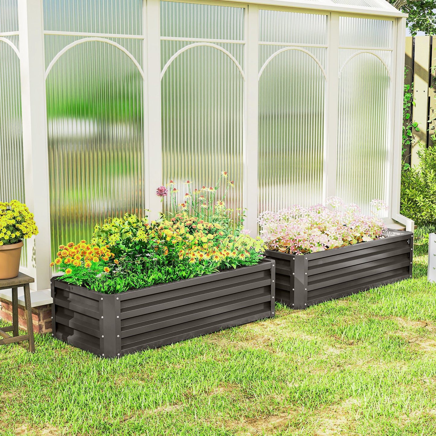 Bacs de jardinage surélevés galvanisés ensemble de 2