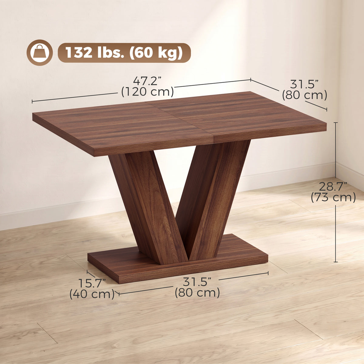 Table de salle à manger rectangulaire moderne en bois