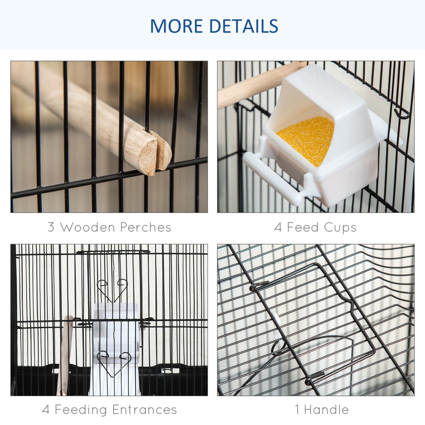 Cage à oiseaux vol libre 2 portes avec perchoirs