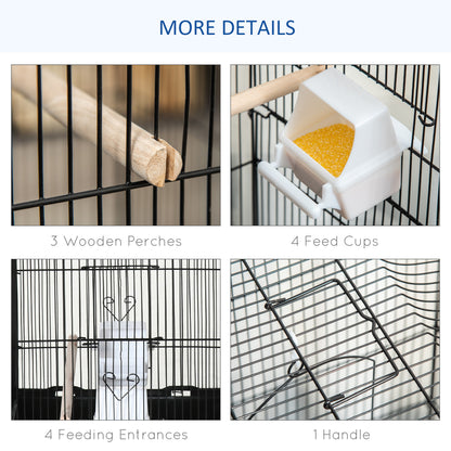 Cage à oiseaux vol libre 2 portes avec perchoirs