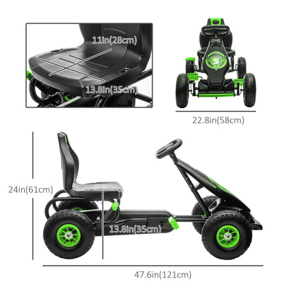 Kart à Pédales Aosom pour Enfants - Cadre Acier avec Freins