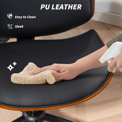 Chaise de bureau mi-siècle moderne sans accoudoirs à roulettes