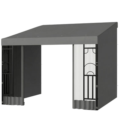 Pergola murale en acier 3 x 3 m avec rideaux