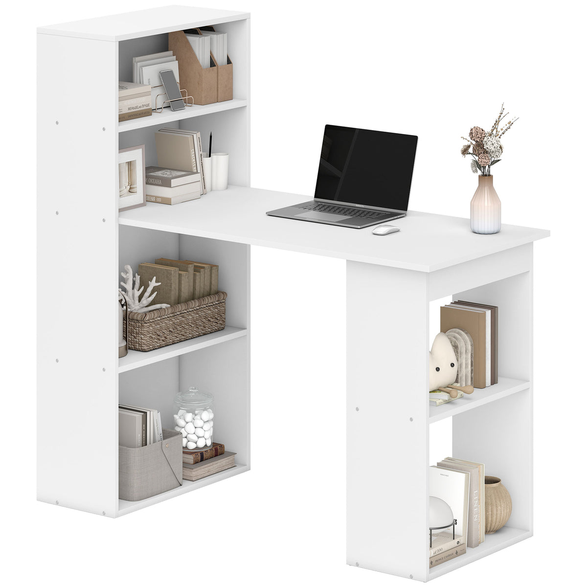 Bureau d'ordinateur avec bibliothèque intégrée 47 po