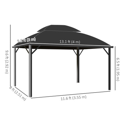 Gazebo de jardin double toit polycarbonate cadre aluminium