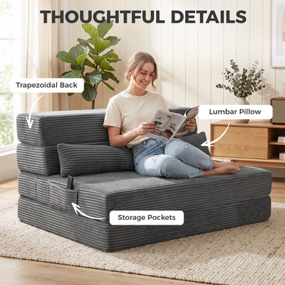 Fauteuil de sol convertible quatre positions — gris