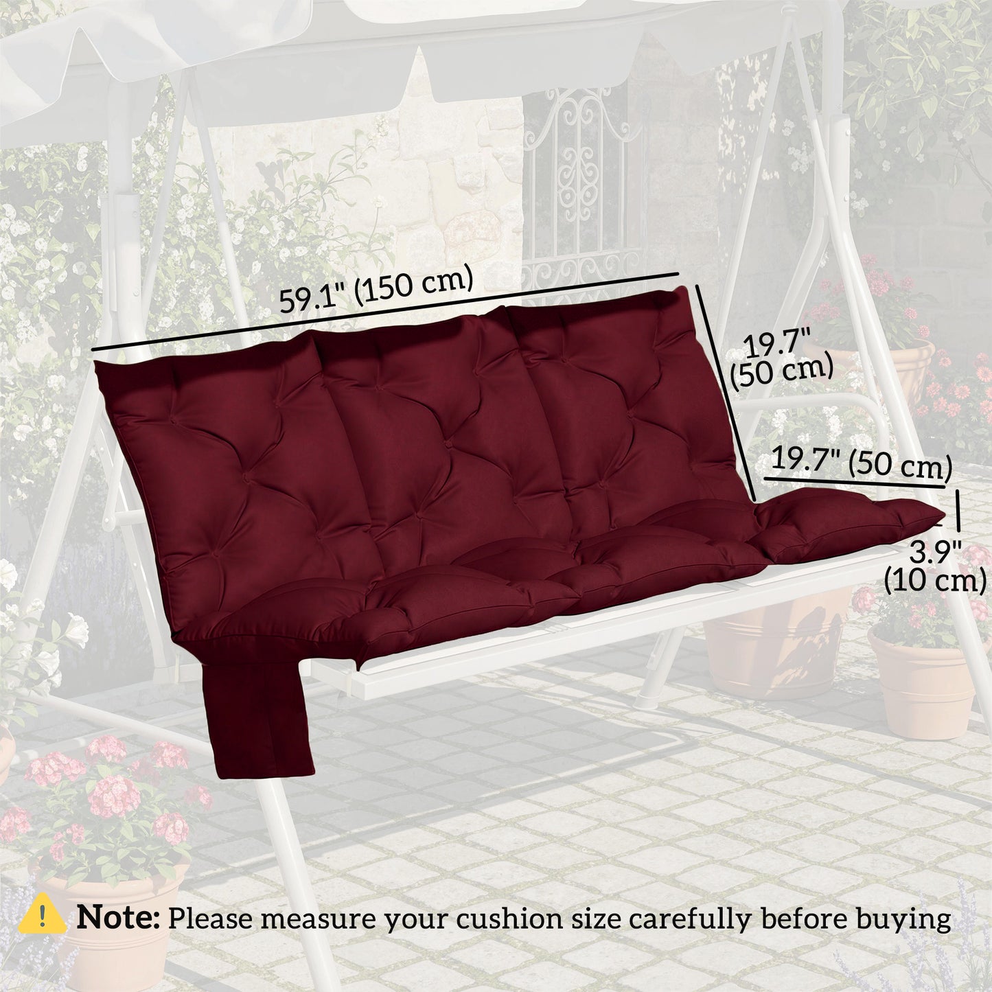 Coussin de banc extérieur hydrofuge trois places