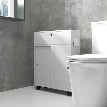 Meuble de rangement pour salle de bains mince sur roulettes