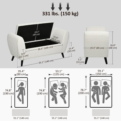 Banc de rangement capitonné moderne avec accoudoirs
