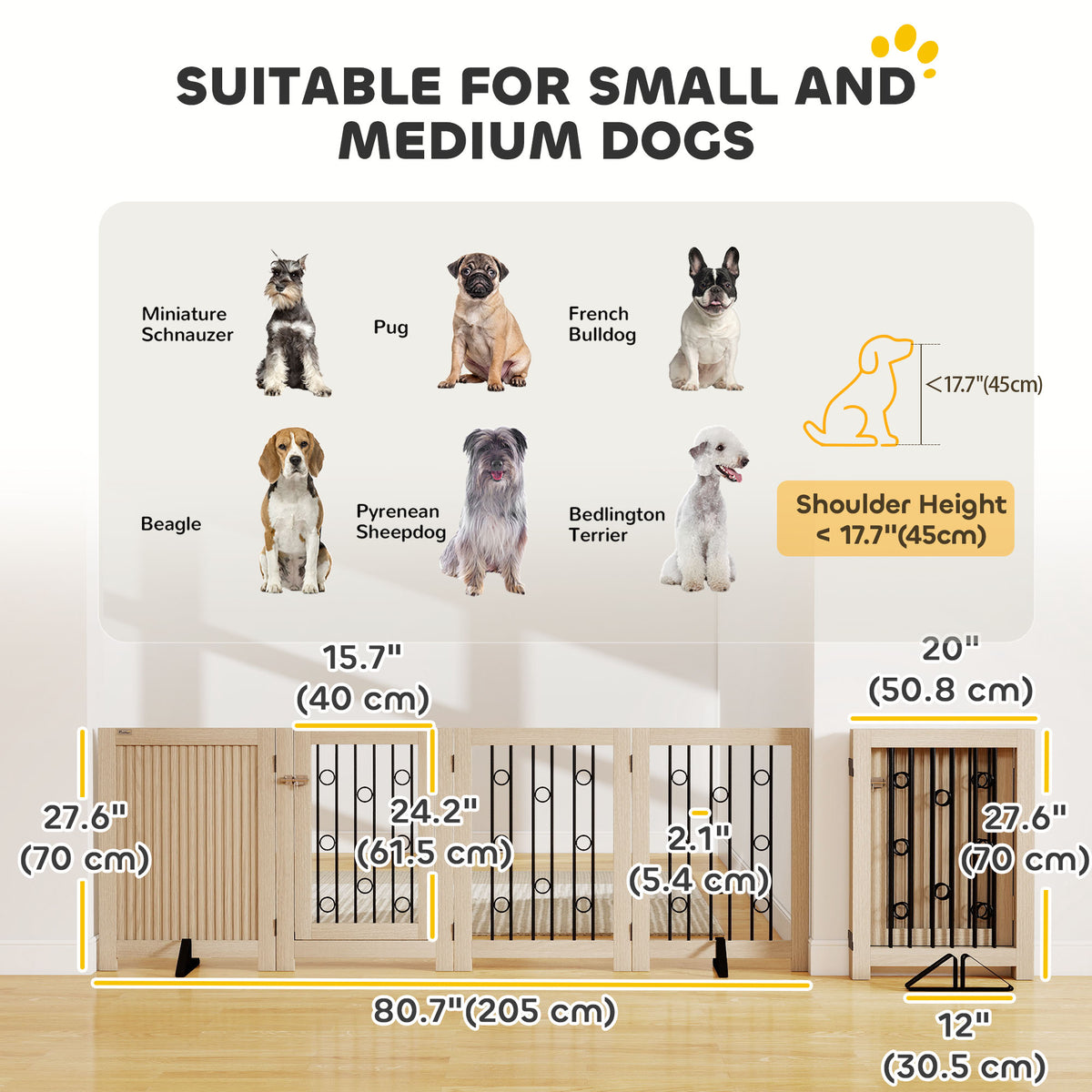 Barrière pour animaux autoportante pliante à 3 panneaux