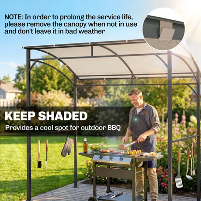Gazebo BBQ courbé 7' x 5'